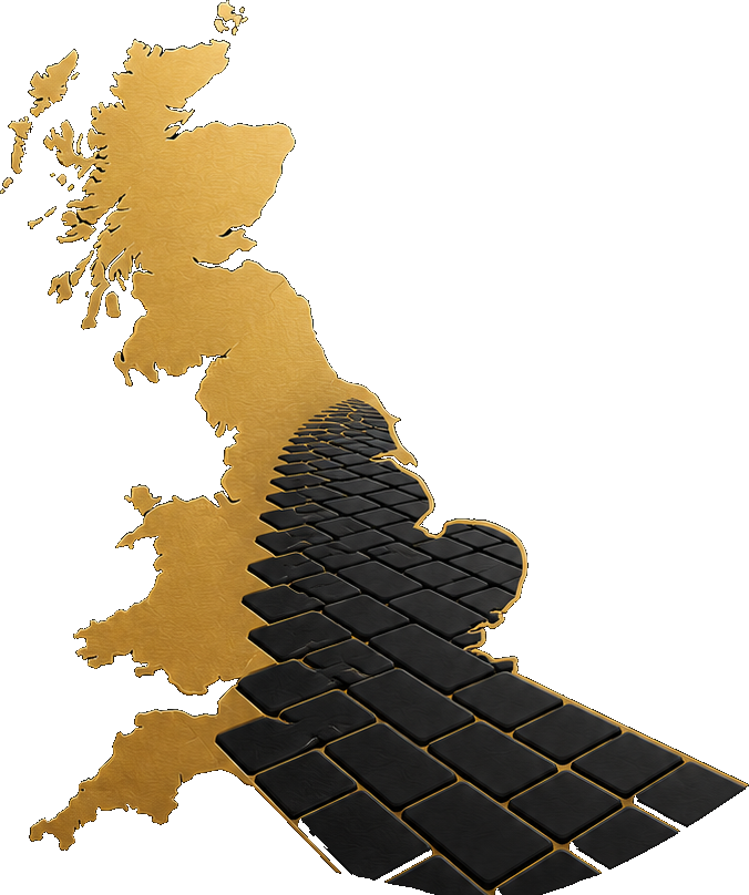 Map of the United Kingdom marking Nationwide Driveways' national coverage