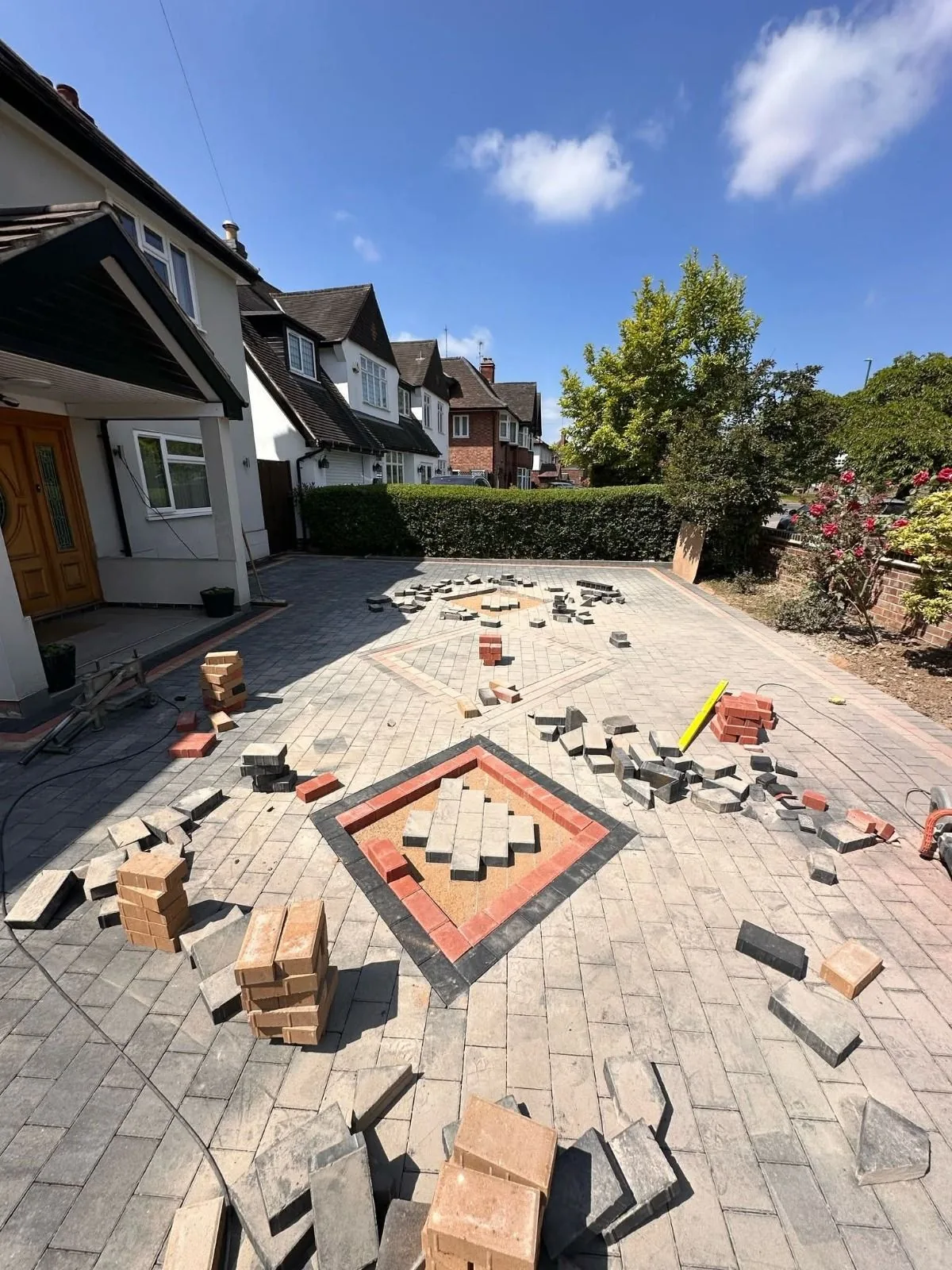 Block paving driveway installation