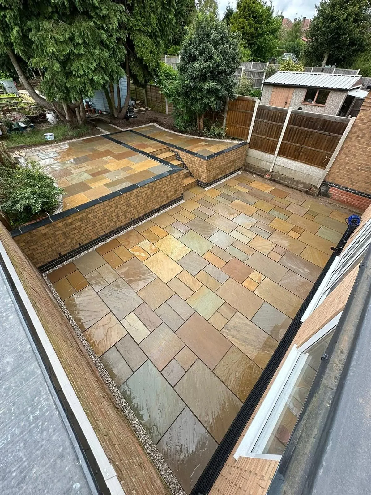 Split level sandstone patio