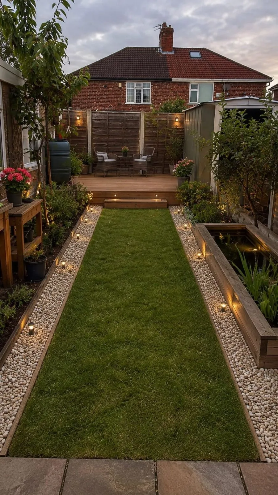 Landscaped garden with pond